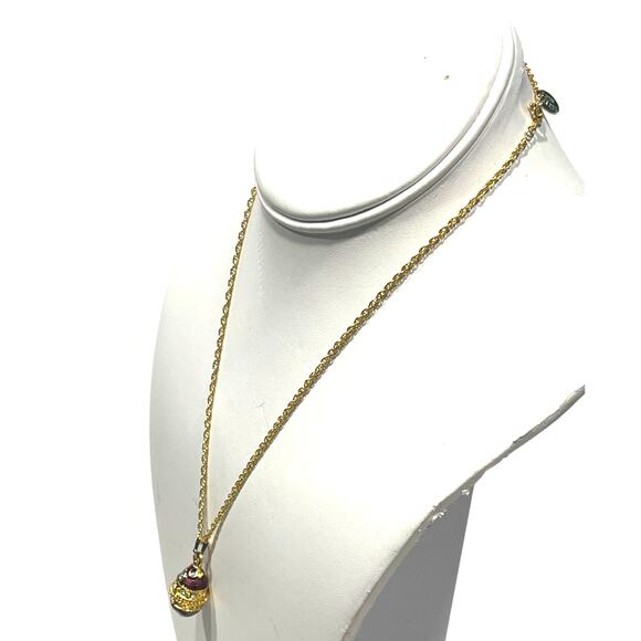Purple & Gold Egg Pendant Necklace with Austrian Crystals by Keren Kopal - Picture 5 of 7